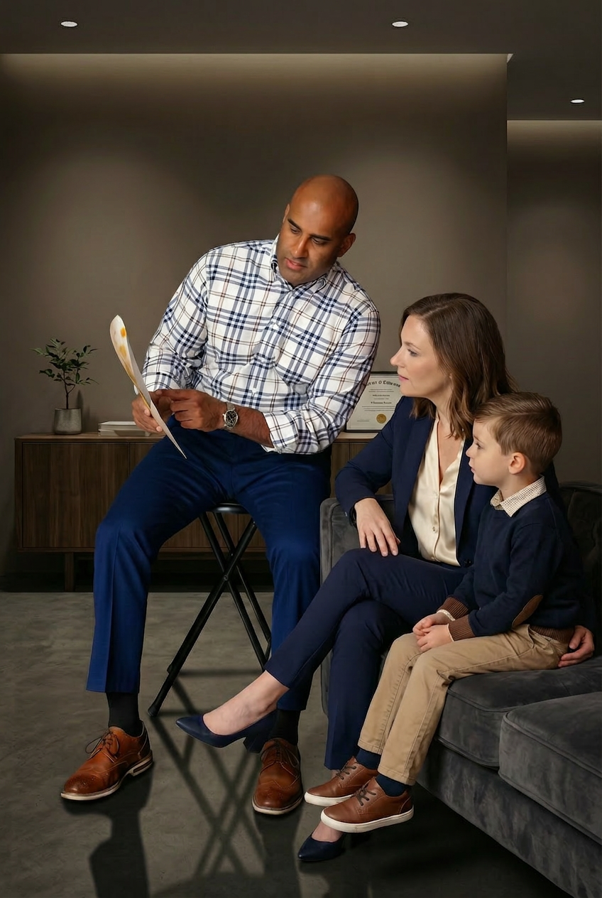 Dr. Baig consulting with a patient